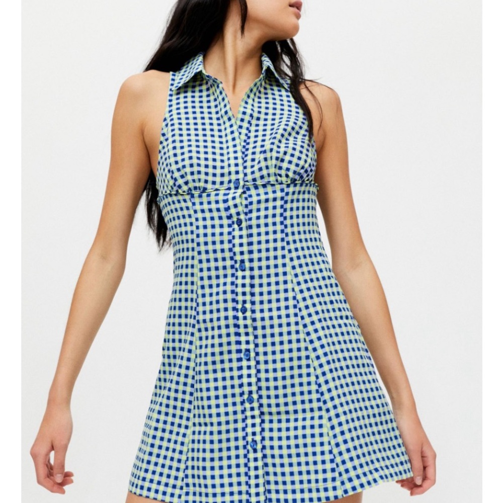 Urban Outfitters Button Front Check Mini Dress